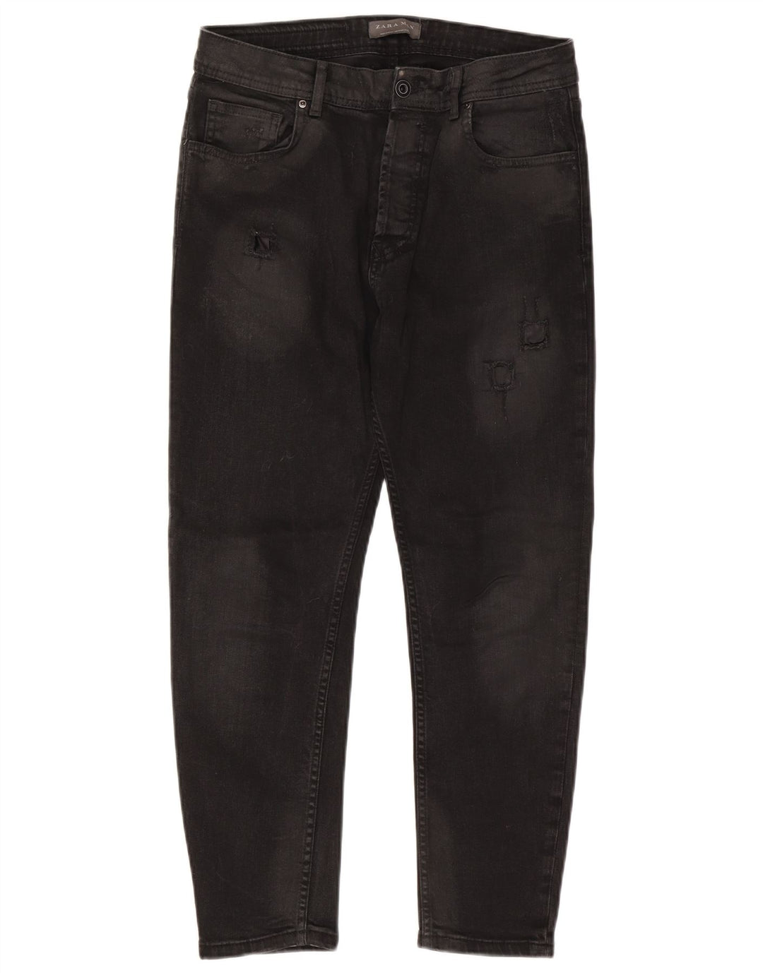 Zara Jeans ajustados desgastados para hombre EU 42 Large W32 L26 Negro