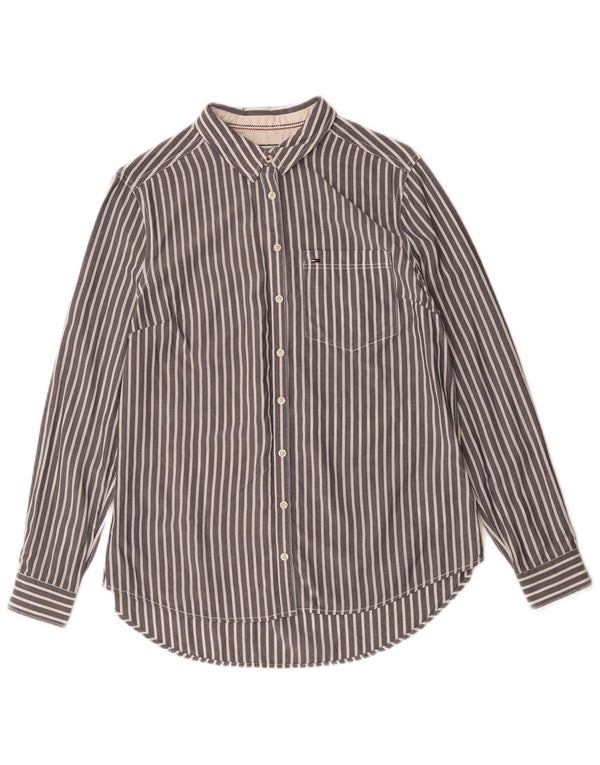 Tommy Hilfiger Camisa para mujer UK 44 Algodón a rayas gris medio
