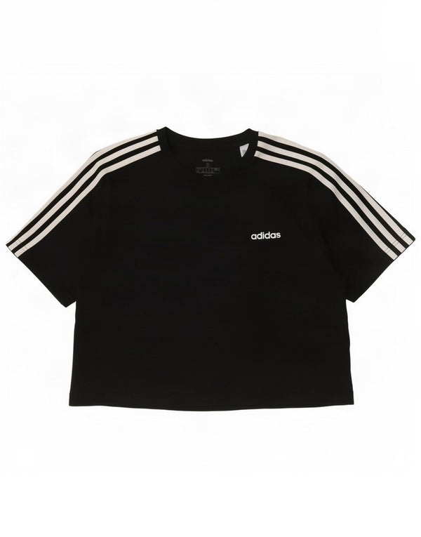 Adidas Mujer Crop Graphic Camiseta Top UK 8/10 Pequeño Algodón Negro
