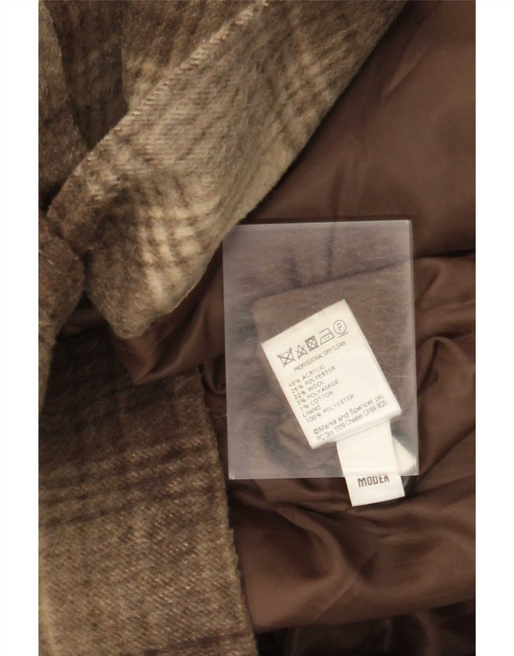 Marks & Spencer Abrigo para mujer UK 40 XL Acrílico a cuadros marrón