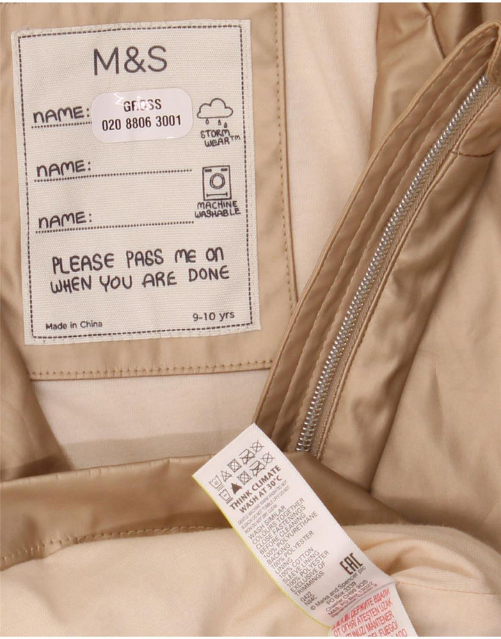 Marks & Spencer Chubasquero con capucha para niñas 9-10 años Oro Poliuretano