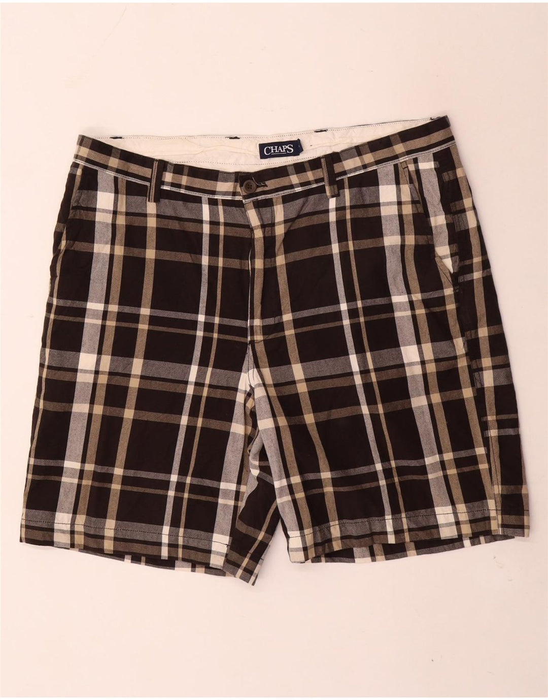 Chaps Pantalones cortos chinos para hombre W38 XL Algodón a cuadros marrón