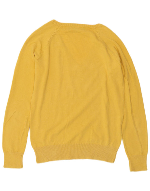 ZARA Jersey con cuello en V para mujer UK 44 Large Algodón amarillo
