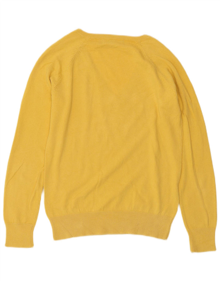 ZARA Jersey con cuello en V para mujer UK 44 Large Algodón amarillo