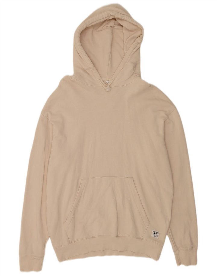 Reebok Sudadera con Capucha para Hombre Jersey Grande de algodón Blanco Roto