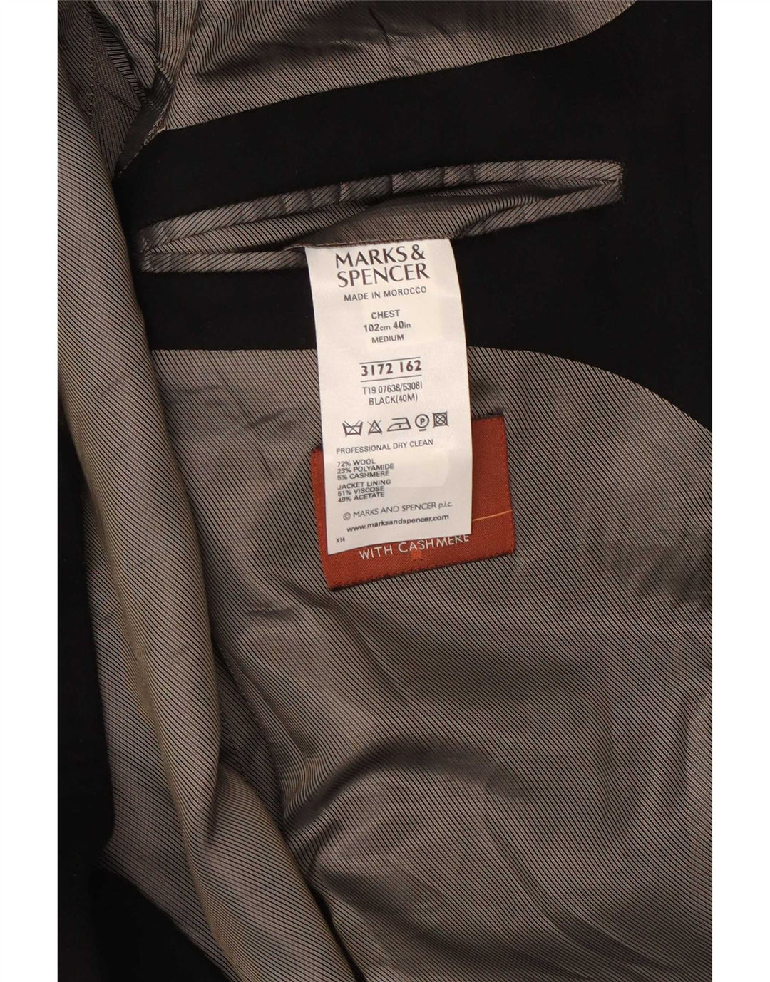 Marks & Spencer Chaqueta tipo blazer de 3 botones para hombre UK 38 Mediana lana negra
