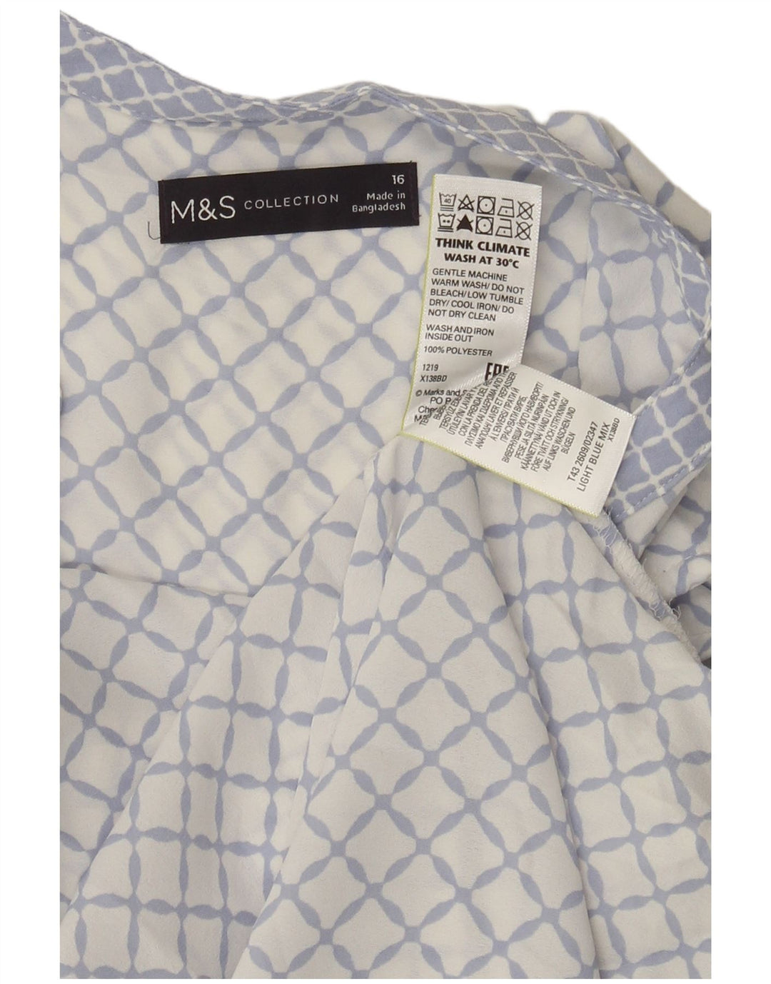 Marks & Spencer Blusa sin mangas para mujer UK 46 Grande Azul Geométrico