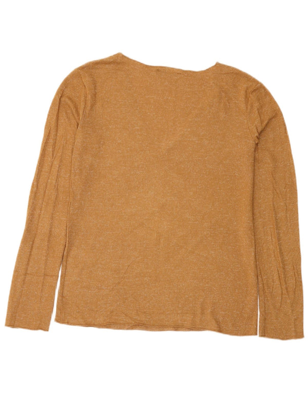 Zara Mujer Top Manga Larga UK 10 Small Beige Moteado