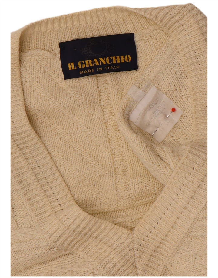 Il Granchio Jersey con Cuello en V para Hombre Large Beige Geométrico