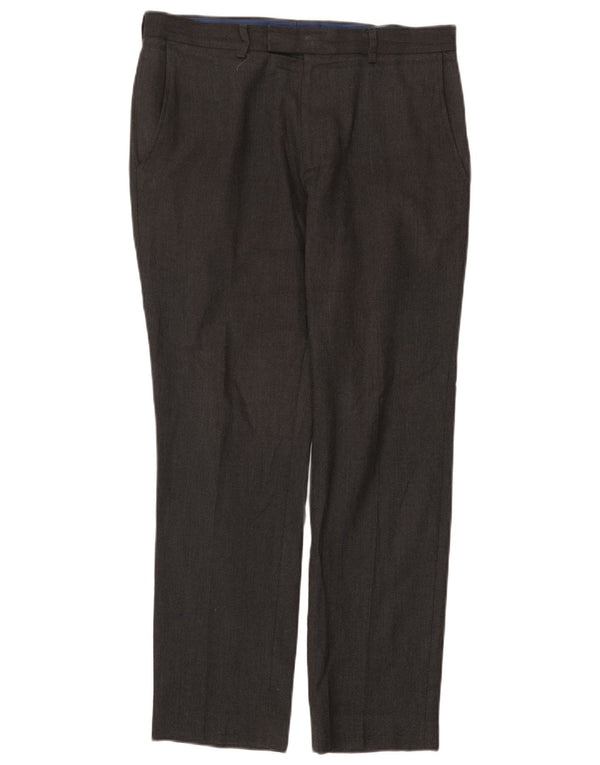 Marks & Spencer Pantalón de traje ajustado para hombre W32 L29 Poliéster gris
