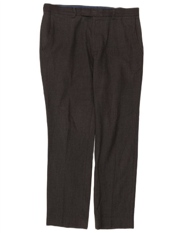 Marks & Spencer Pantalón de traje ajustado para hombre W32 L29 Poliéster gris