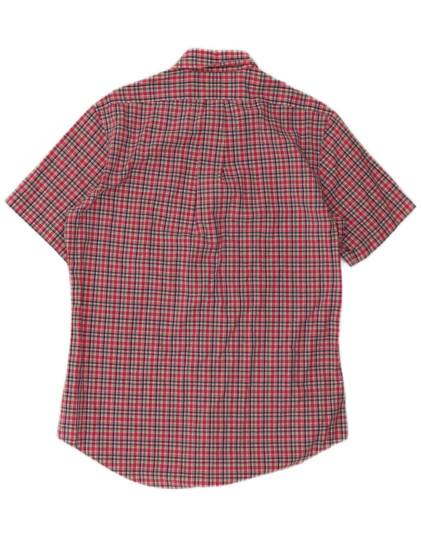 Polo Ralph Lauren Camisa de manga corta para hombre con ajuste personalizado a cuadros rosa medio