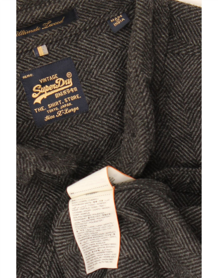 SUPERDRY Camisa de Franela Hombre XL Gris Espiga Poliéster