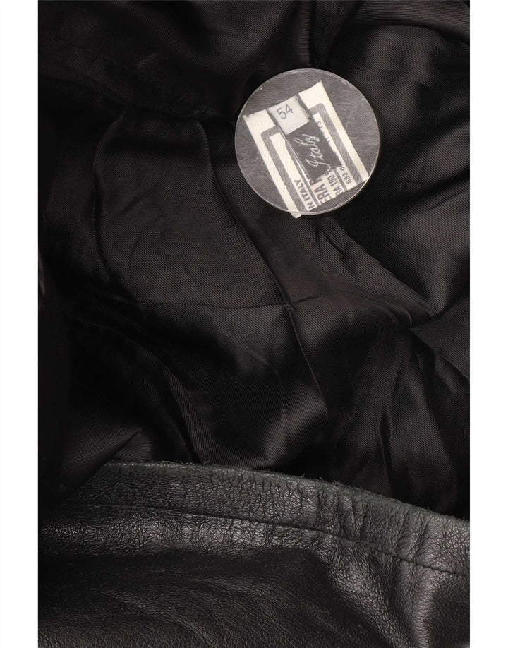 Chaqueta de cuero vintage para hombre IT 54 2XL cuero negro