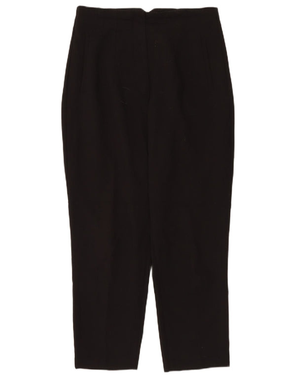 Zara Mujer Crop Pantalones De Traje De Cintura Alta Grande W30 L25 Poliéster Negro