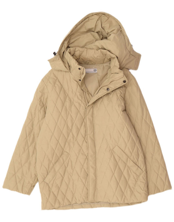 Sergio Tacchini Chaqueta acolchada con capucha para hombre UK 38 Poliéster beige medio