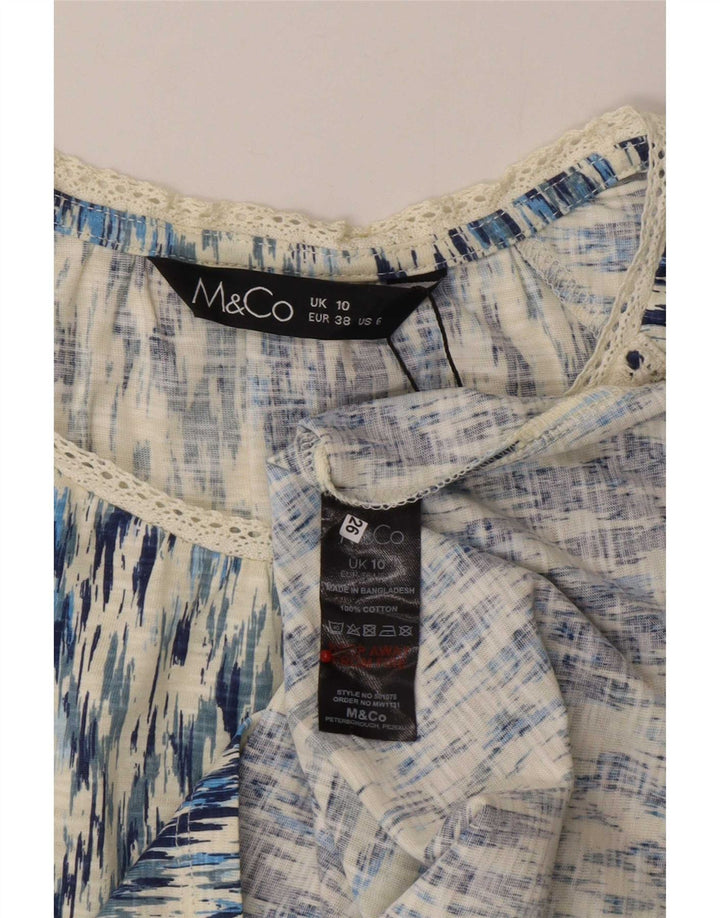 M&Co Blusa para Mujer Top UK 10 Small Azul Ikat Algodón