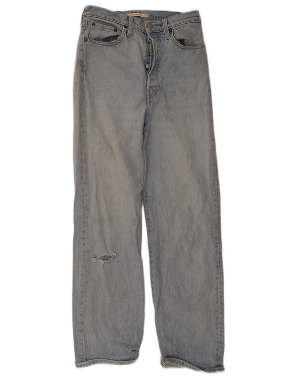 Vaqueros rectos desgastados Ribcage para mujer Levi's W27 L29 Algodón azul