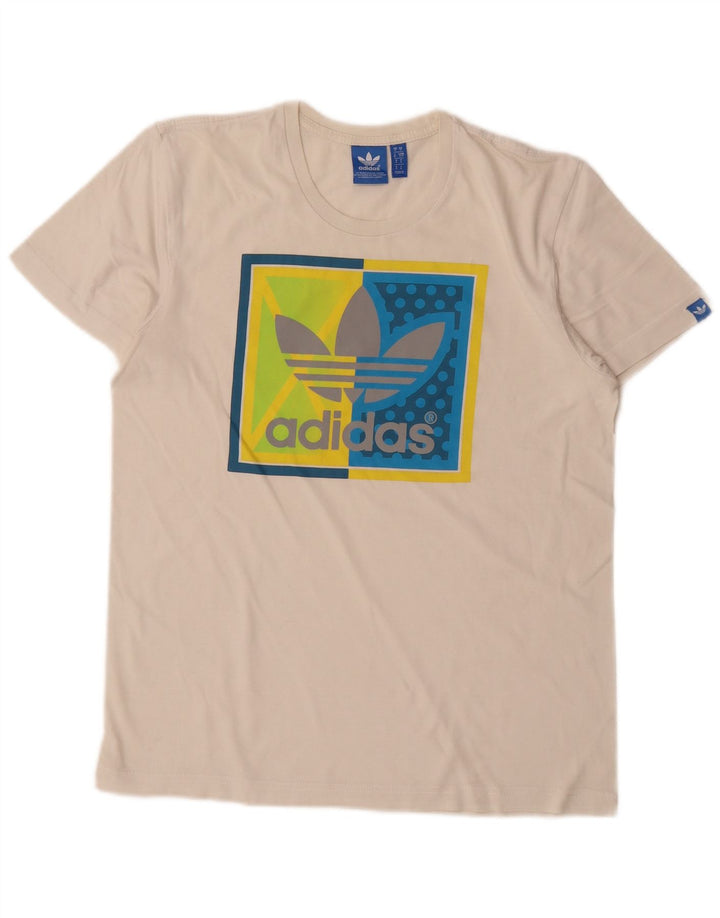 Adidas - Camiseta gráfica para hombre, talla pequeña, color blanco