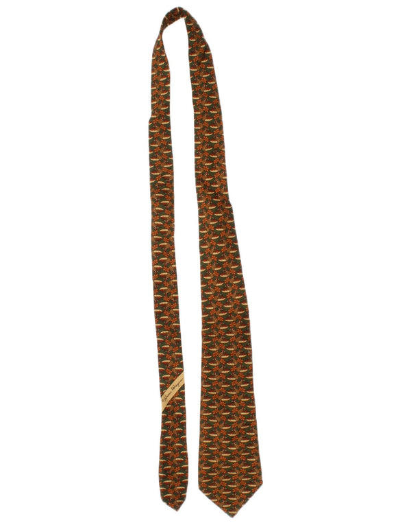 Salvatore Ferragamo Corbata para hombre Talla única L57 Marrón Animal Print Seda Clásica