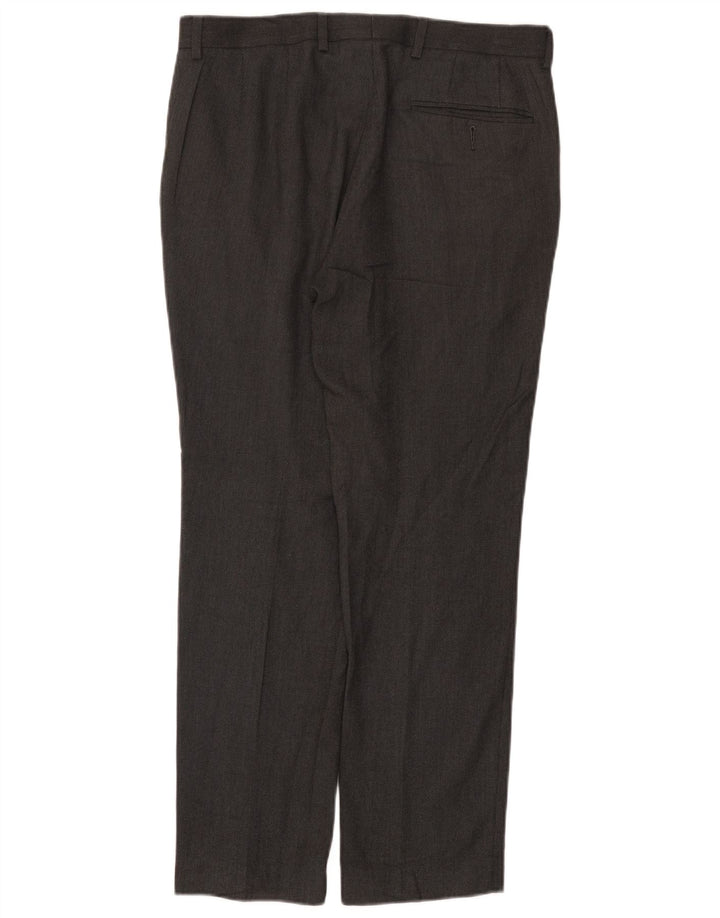 Marks & Spencer Pantalón de traje ajustado para hombre W32 L29 Poliéster gris