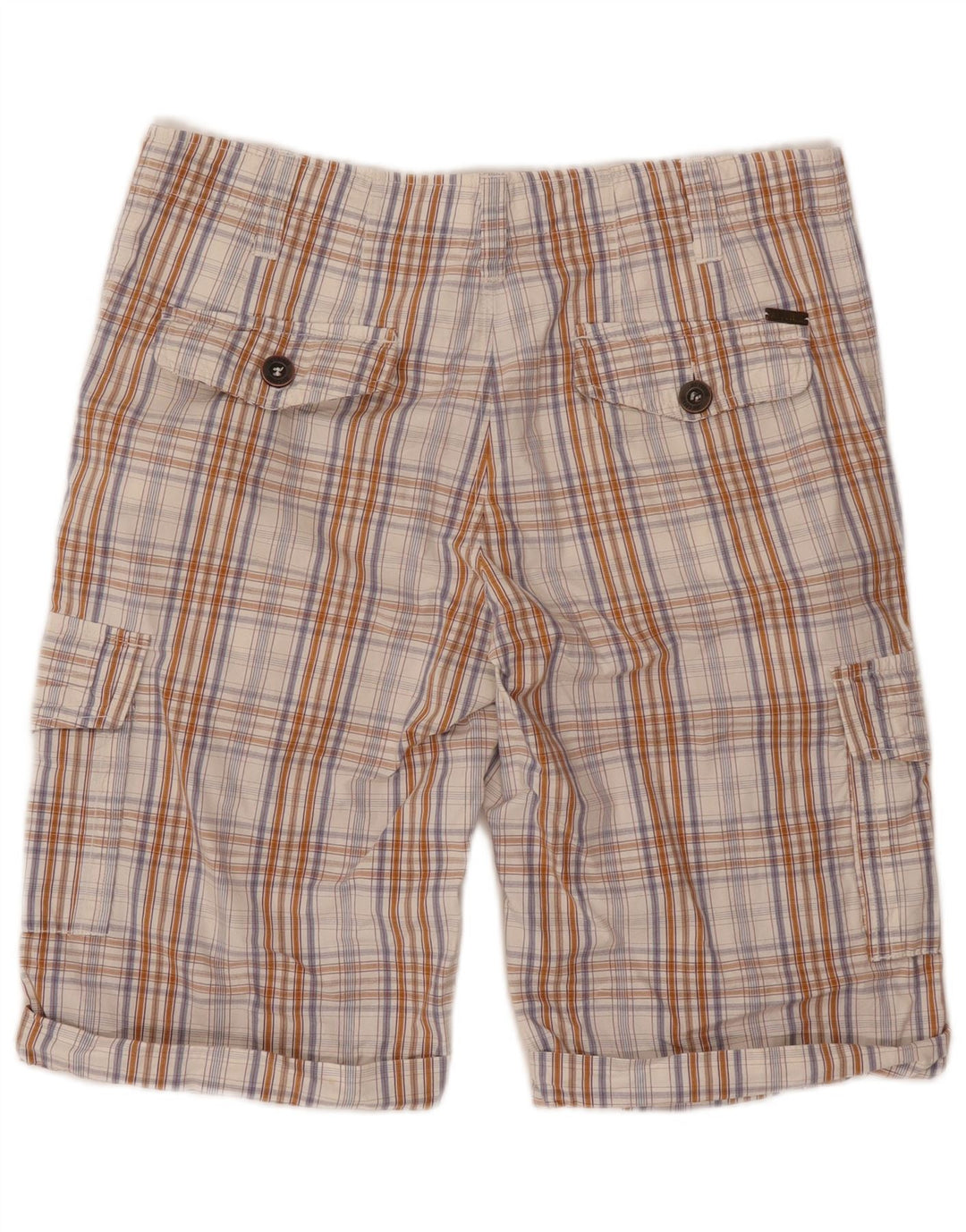 Just Cavalli Pantalones cortos tipo cargo para hombre W36 Large Beige Check