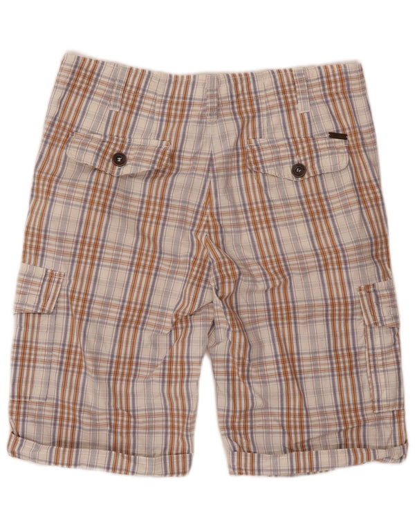 Just Cavalli Pantalones cortos tipo cargo para hombre W36 Large Beige Check