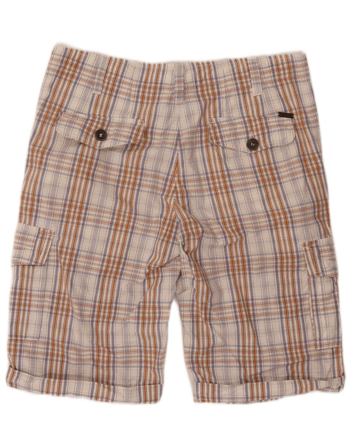 Just Cavalli Pantalones cortos tipo cargo para hombre W36 Large Beige Check