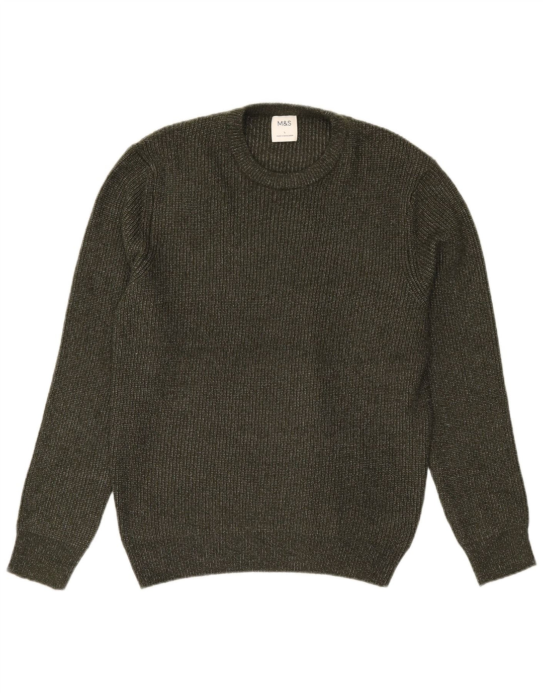 Marks & Spencer - Jersey de cuello redondo para hombre, talla grande, color caqui, poliamida