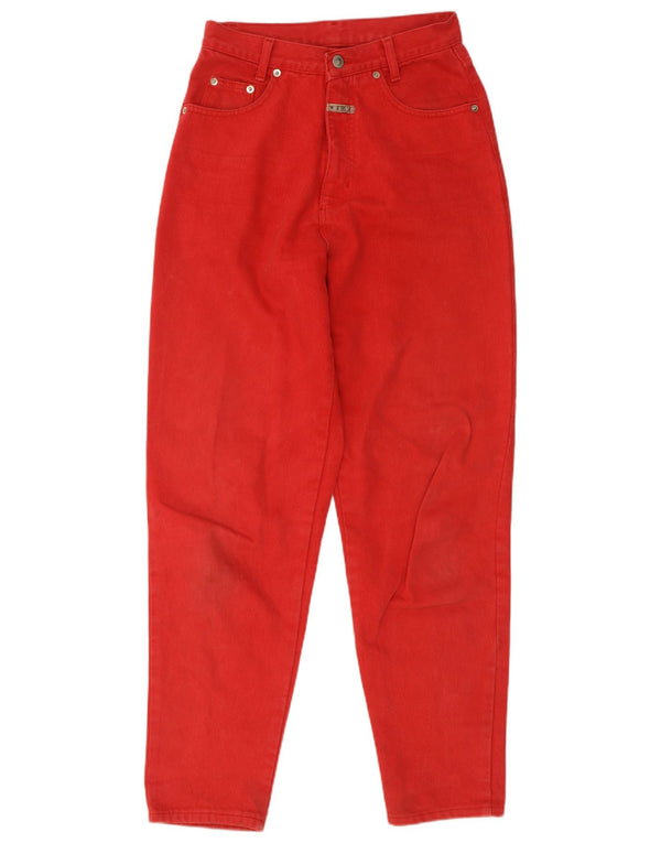 Vintage mujer cintura alta jeans cónicos IT 44 Medio W26 L30 Algodón Rojo