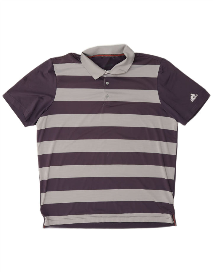 Adidas Polo de golf para hombre Poliéster a rayas moradas grandes