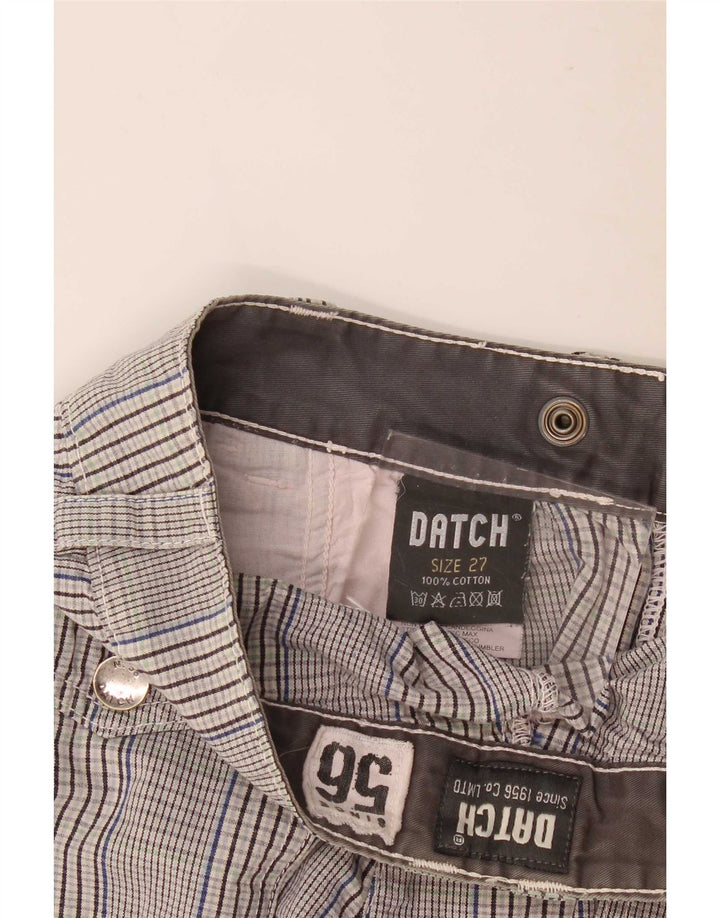 Pantalones cortos chinos Datch para mujer pequeños W27 algodón a cuadros grises