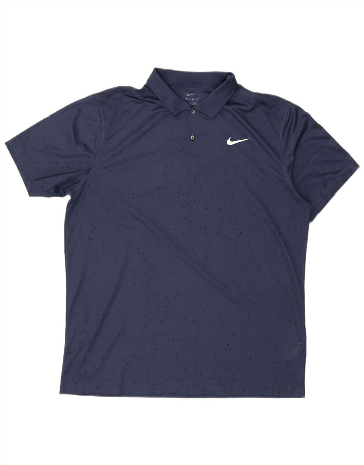 Nike Polo Dri Fit Standard Fit para hombre, talla grande, poliéster azul marino