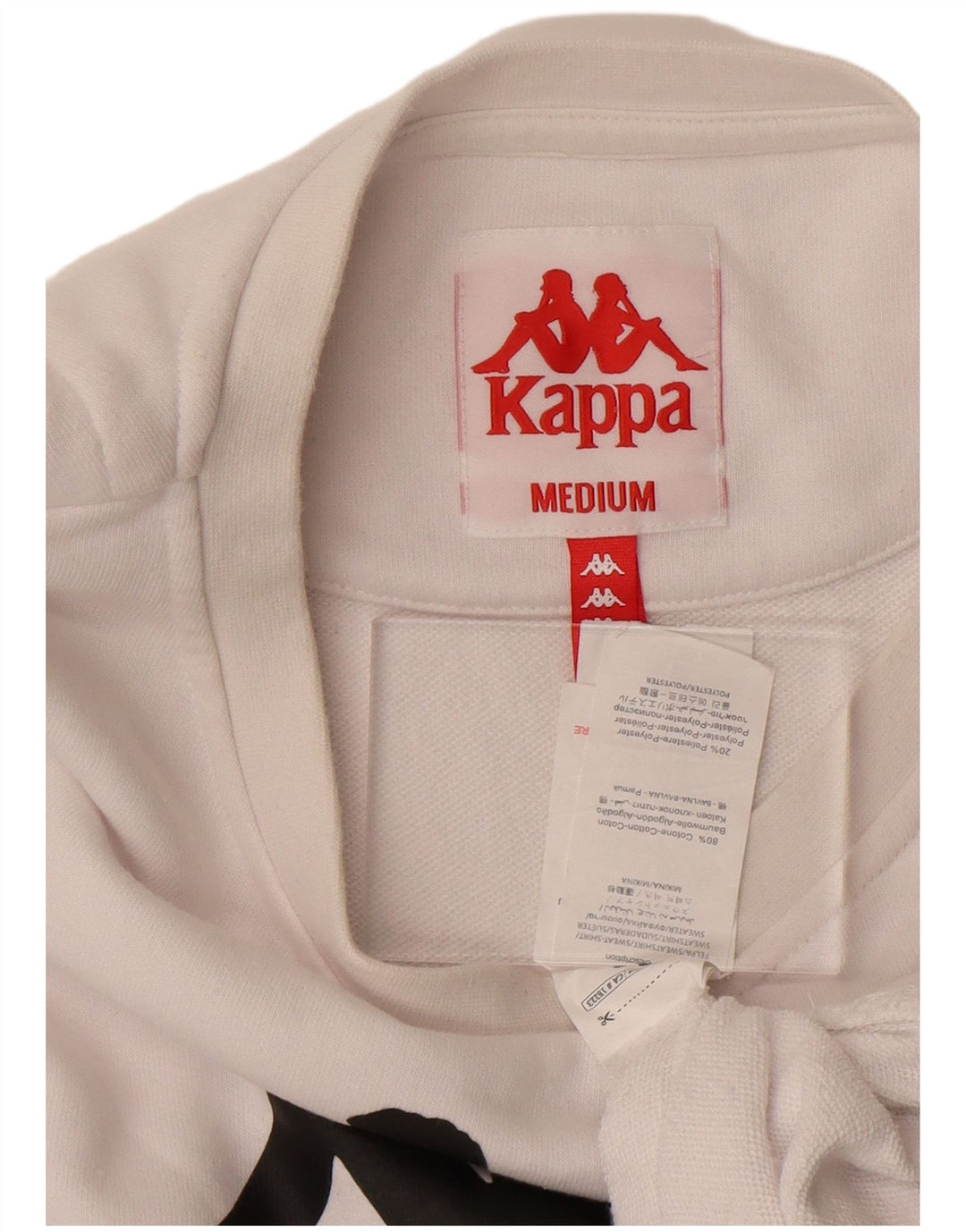 KAPPA Hombre Sudadera Gráfica Jumper Medium Blanco Algodón