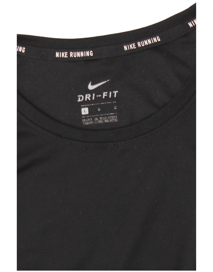 Nike Mujer Dri Fit Top Manga Larga UK 44 Grande Poliéster Negro