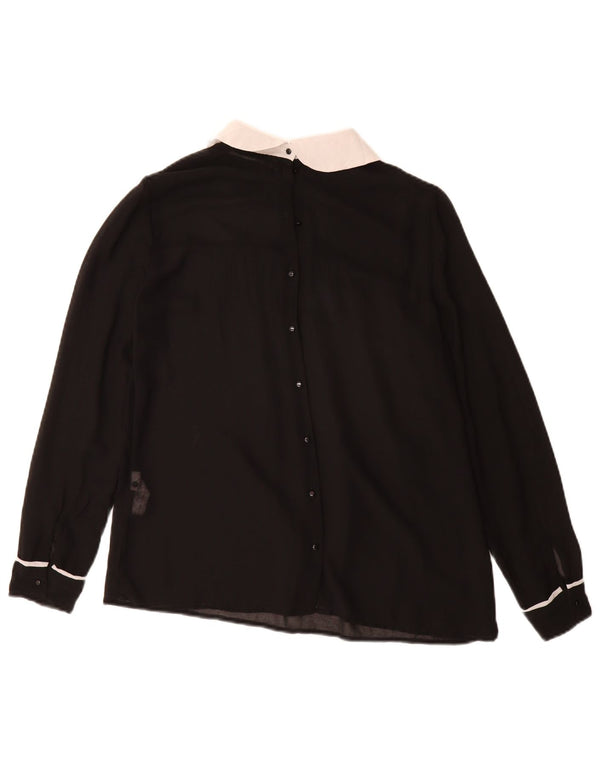 Zara Mujer Blusa Camisa UK 10 Small Poliéster Negro