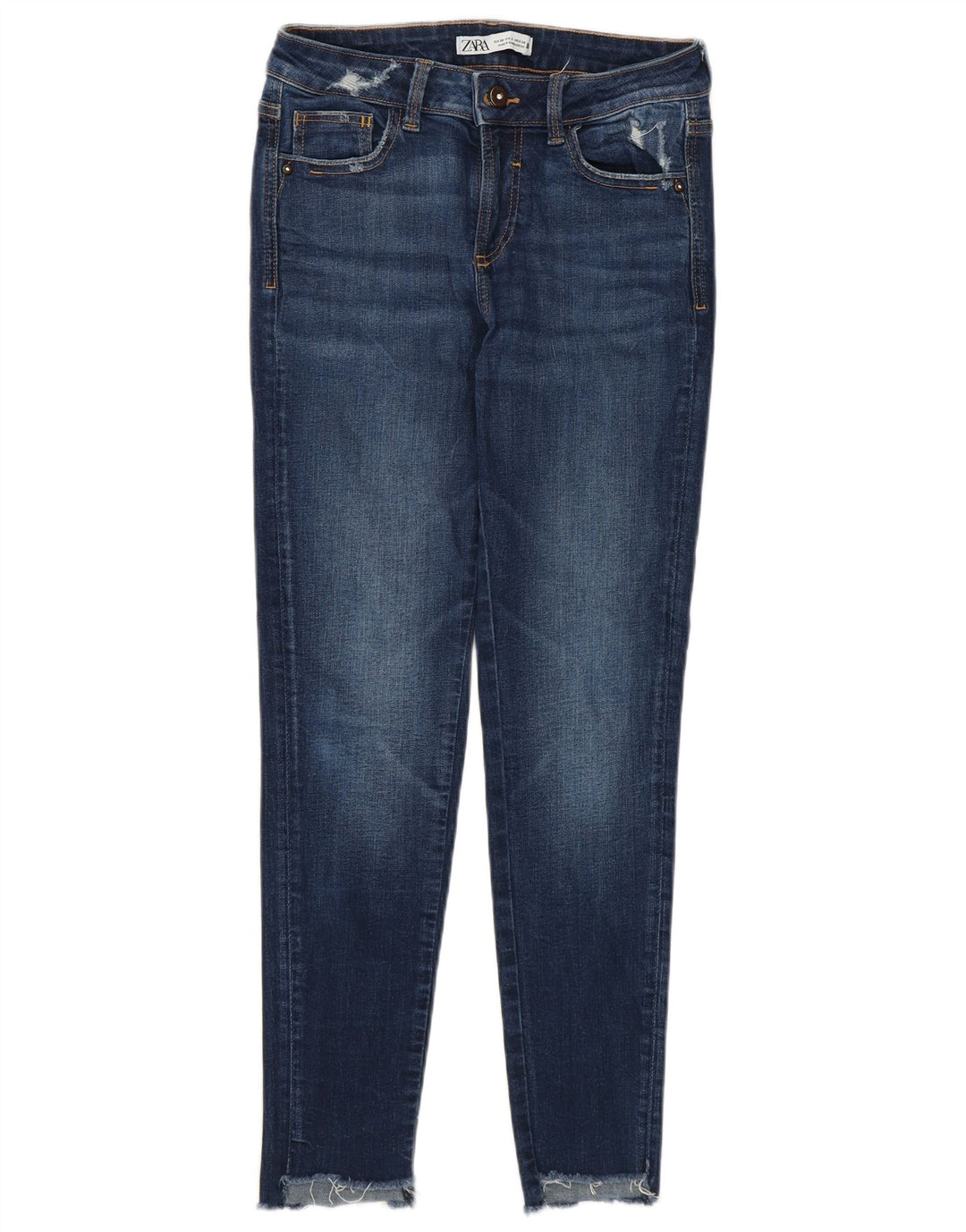 Zara Jeans Slim Desgastados para Mujer EU 38 Small W28 L26 Azul Marino Algodón