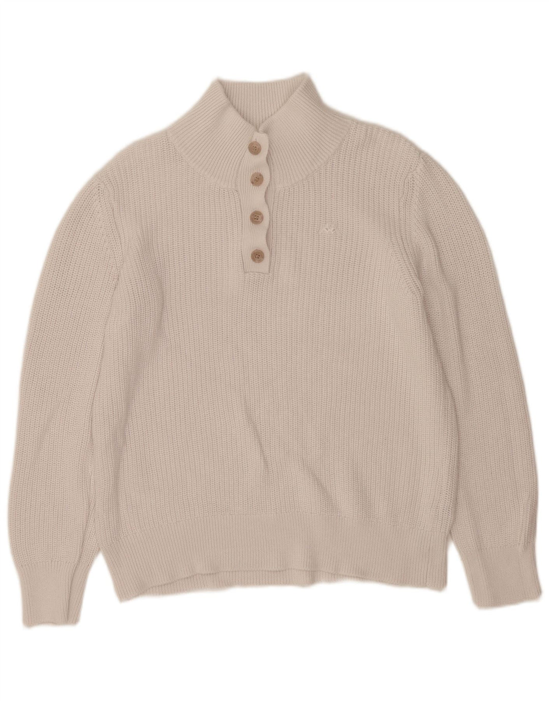 Kappa Mujer Botón Cuello Jersey Suéter UK 46 Grande Algodón Blanco