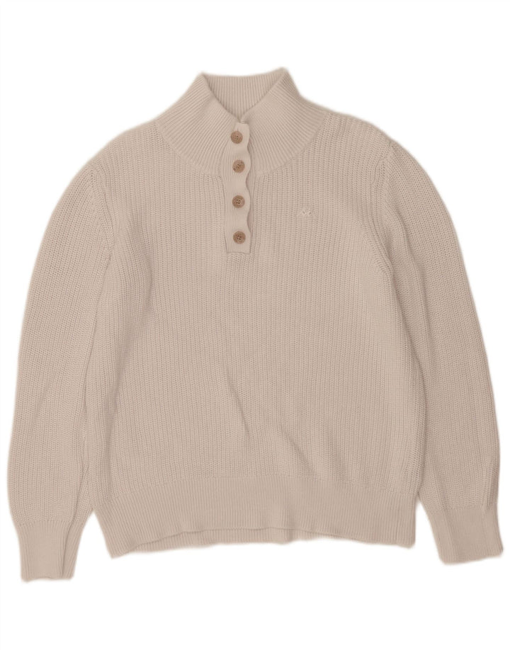 Kappa Mujer Botón Cuello Jersey Suéter UK 46 Grande Algodón Blanco