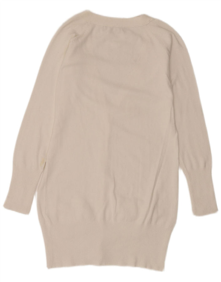 Zara - Cárdigan largo para mujer, talla 40, algodón blanco mediano