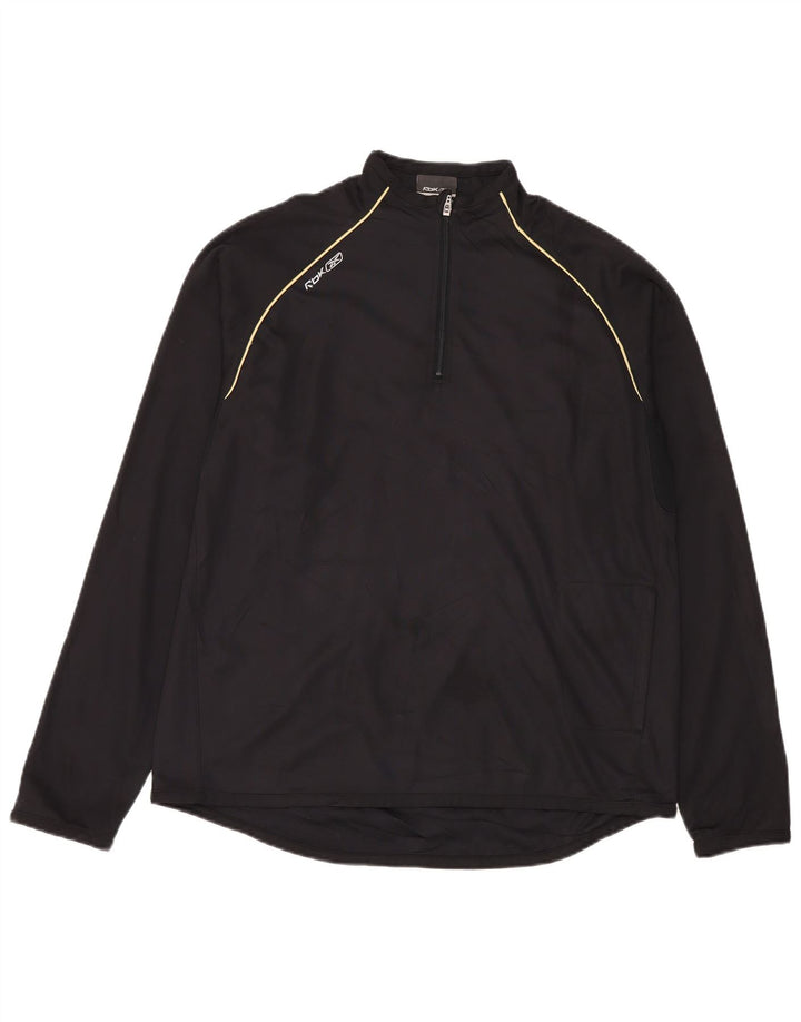 Reebok - Chándal con cremallera y cuello para hombre, talla grande, poliéster negro