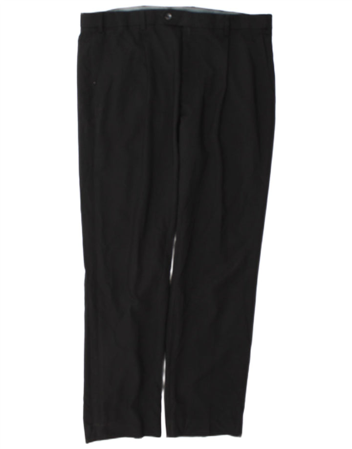 Marks & Spencer Pantalón de traje regular recto para hombre W36 L31 Poliéster negro