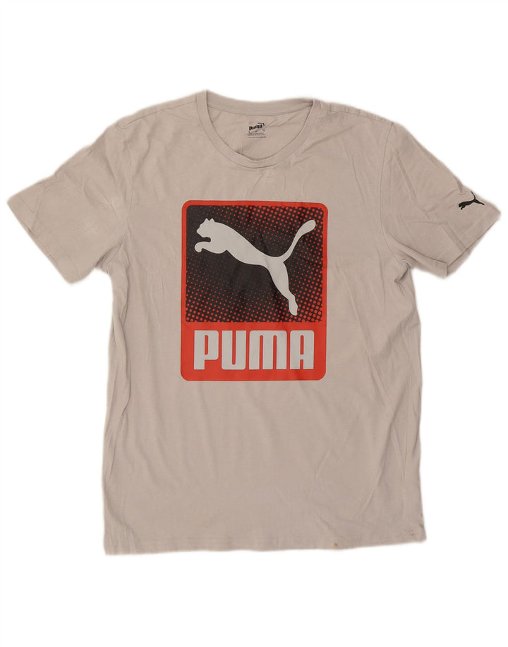 Puma Camiseta gráfica para hombre Top de algodón gris medio