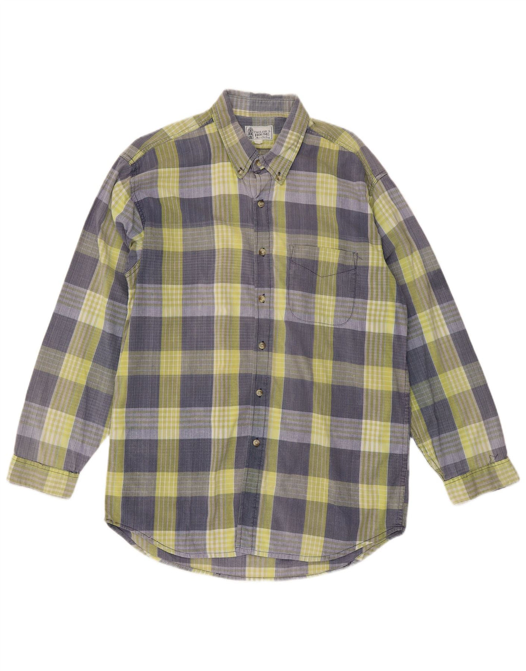 Camisa vintage para hombre con cuadros azules grandes