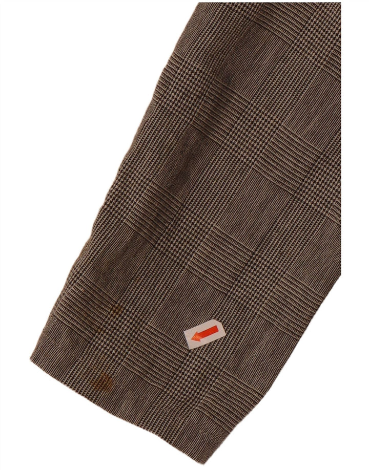 Benetton Blusa Camisa Mujer IT 46 Large Gris Cuadros Algodón