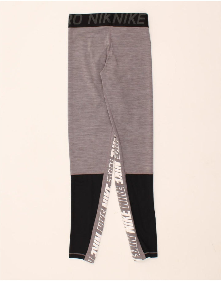 NIKE Womens Dri Fit Graphic Leggings UK 8 Small  Grey Colourblock Vintage Nike and Second-Hand Nike from Messina Hembry 
