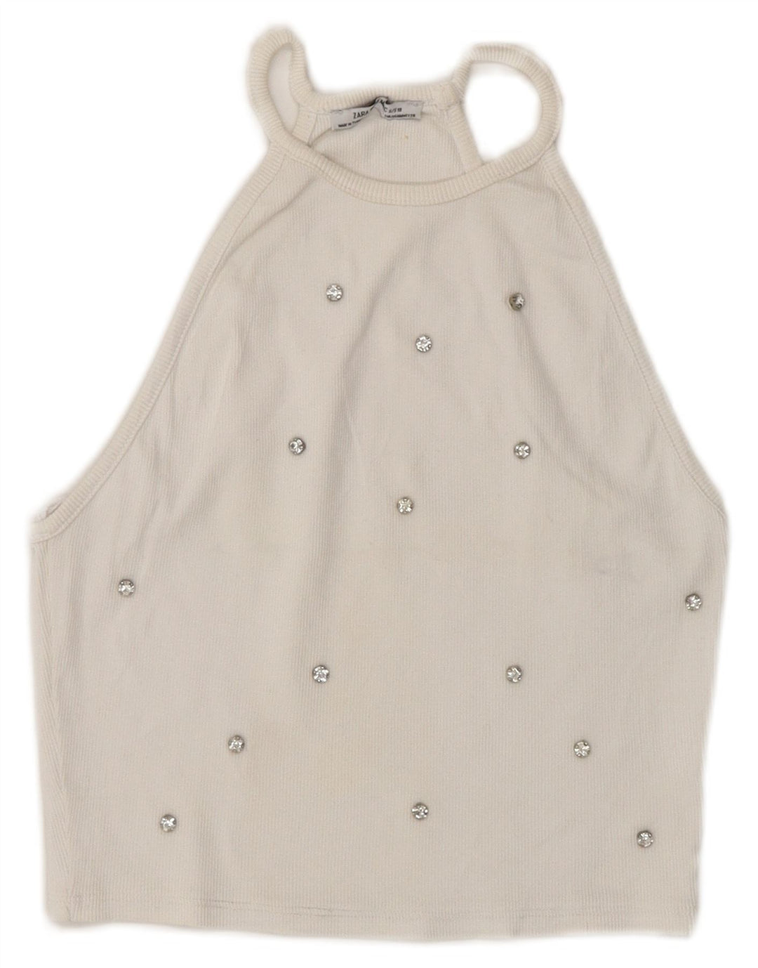 Zara Mujer Crop Halter Top UK 8 Small Blanco