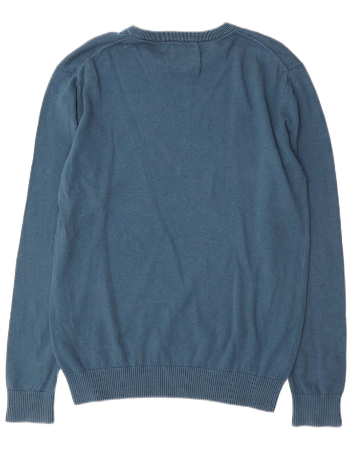 Jersey Joules Hombre con cuello barco y jersey de algodón azul pequeño