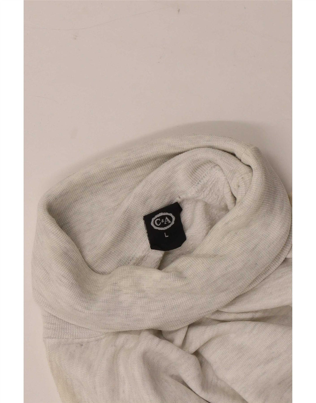 C & A Jersey con cuello vuelto para hombre, jersey de algodón moteado gris grande