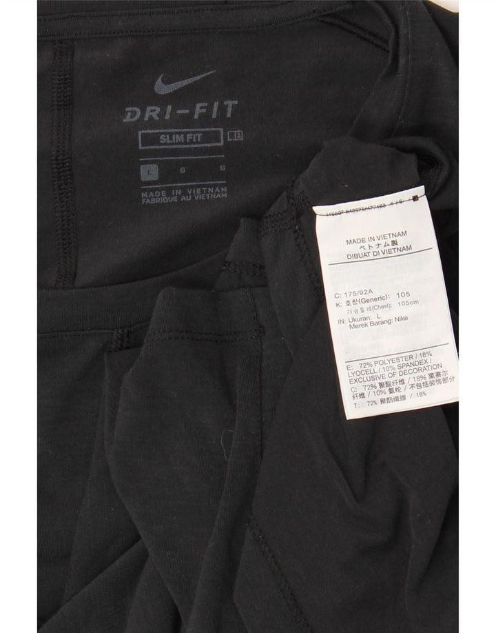 NIKE Camiseta Dri Fit Slim Fit para Hombre Top Grande Poliéster Negro